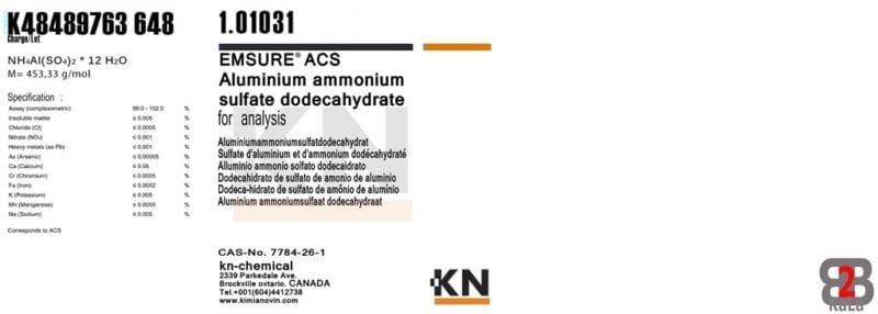 سولفات آمونیوم دودکاهیدرات آلومینیوم