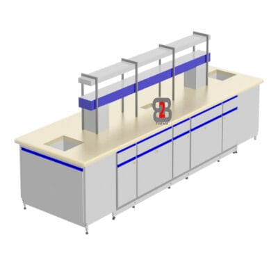 سکوبندی دو طرفه آزمایشگاهی یا میز وسط آزمایشگاه و یا سکوی جزیره ای